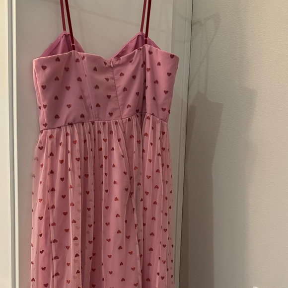 Betsey Johnson Pink Midi Dress with Red Heart Pattern - Picture 4 of 6